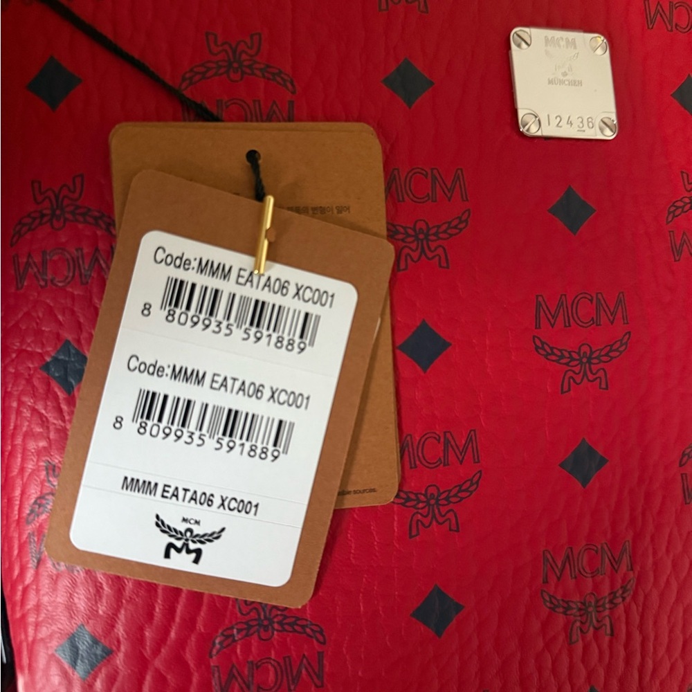 MCM Aren Logo Crossbody Bag Candy Red - Picture 6 of 10
